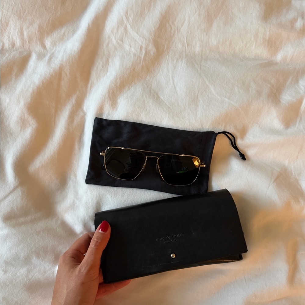 rag & bone Gold Aviator Sunglasses with Black Lenses